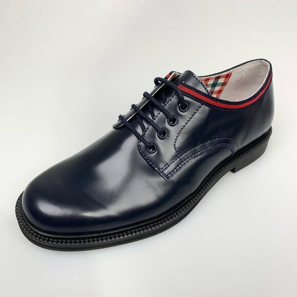 NIB Gucci kids leather shoes with web Midnight Blue Size 33 - Picture 3 of 12